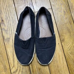 TOMS Alpargata Black Canvas Espadrille Slip On Flats Womens 5